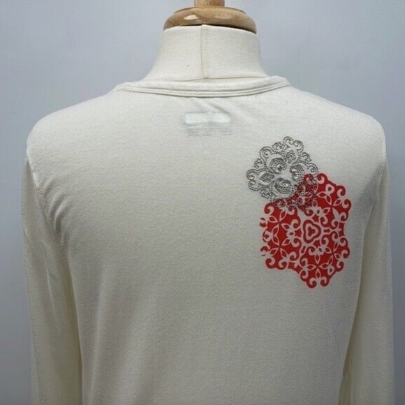 MARMOT Cream Scoop Neck Athletic Performance Pullover Embroidery Print Top  XL - Picture 3 of 12